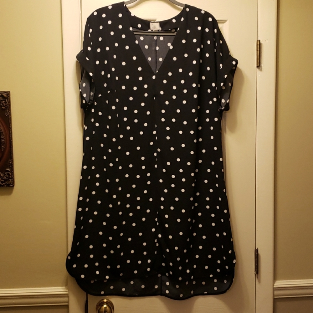 A New Day Dress/Tunic Black with White Polka Dots, Size XXL